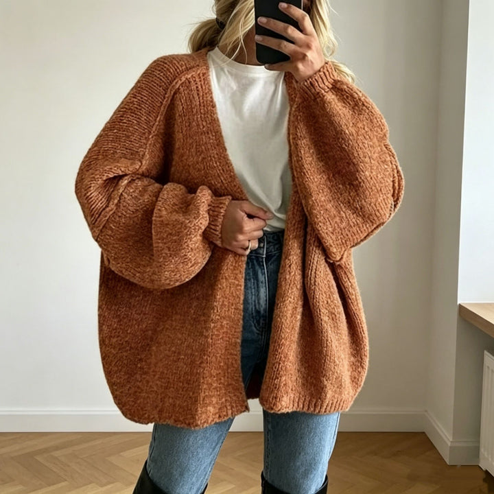 Women's Oversized Chunky Knit Cardigan with Wide Sleeve Mune Fashion