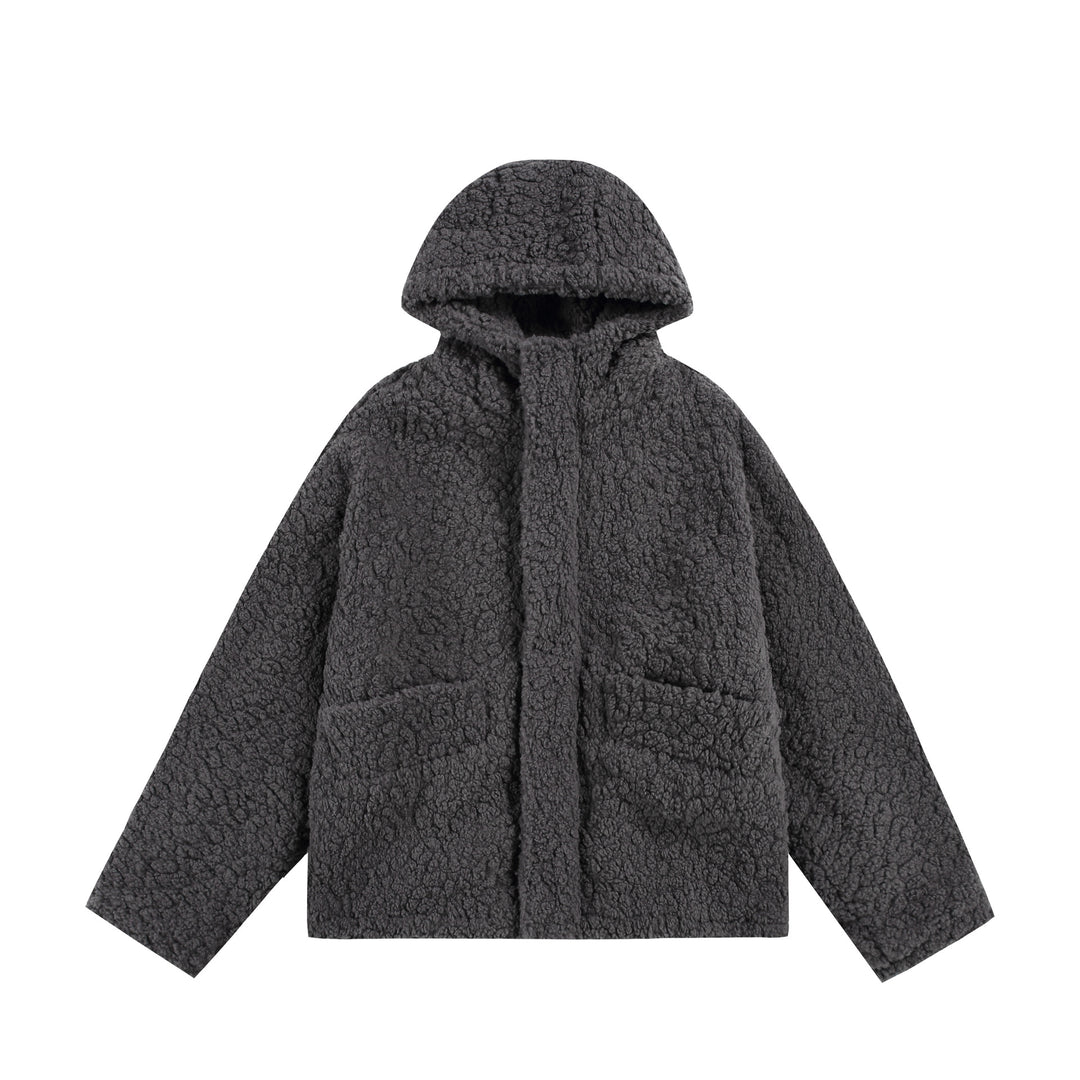 Women's Oversize Sherpa Hoodie with Concealed Front Flap and Patch Pockets Mune Fashion