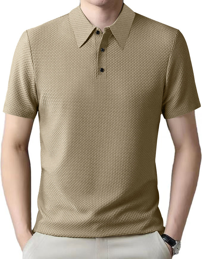 Men's structured short sleeve polo with pointed shirt collar and three-button placket Mune Fashion