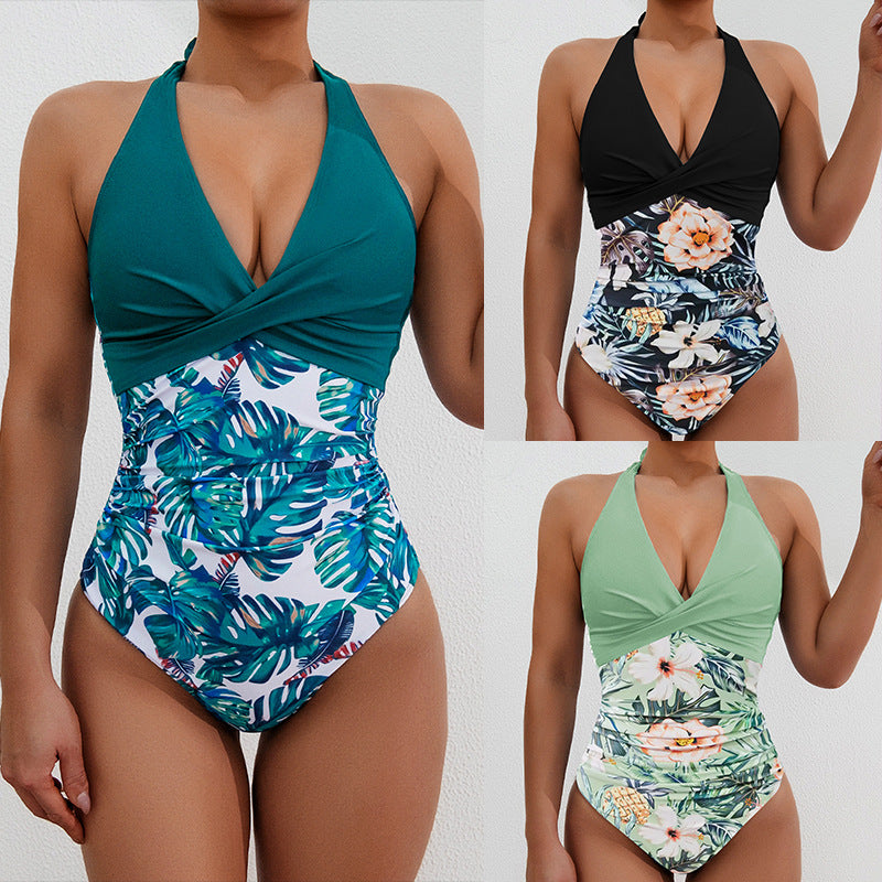 Women's High-Cut Swimsuit with Floral Design Mune Fashion