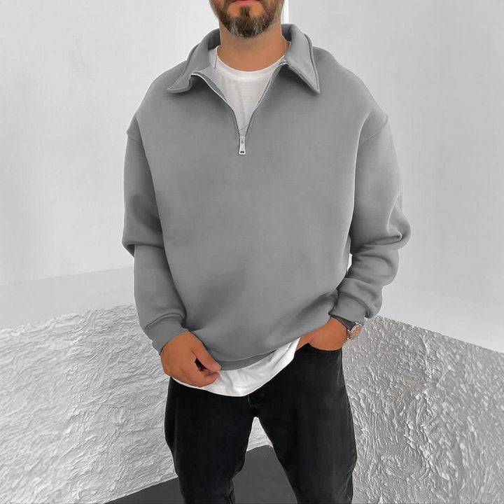 Men's Oversize Half-Zip Sweatshirt with Stand-Up Collar Mune Fashion