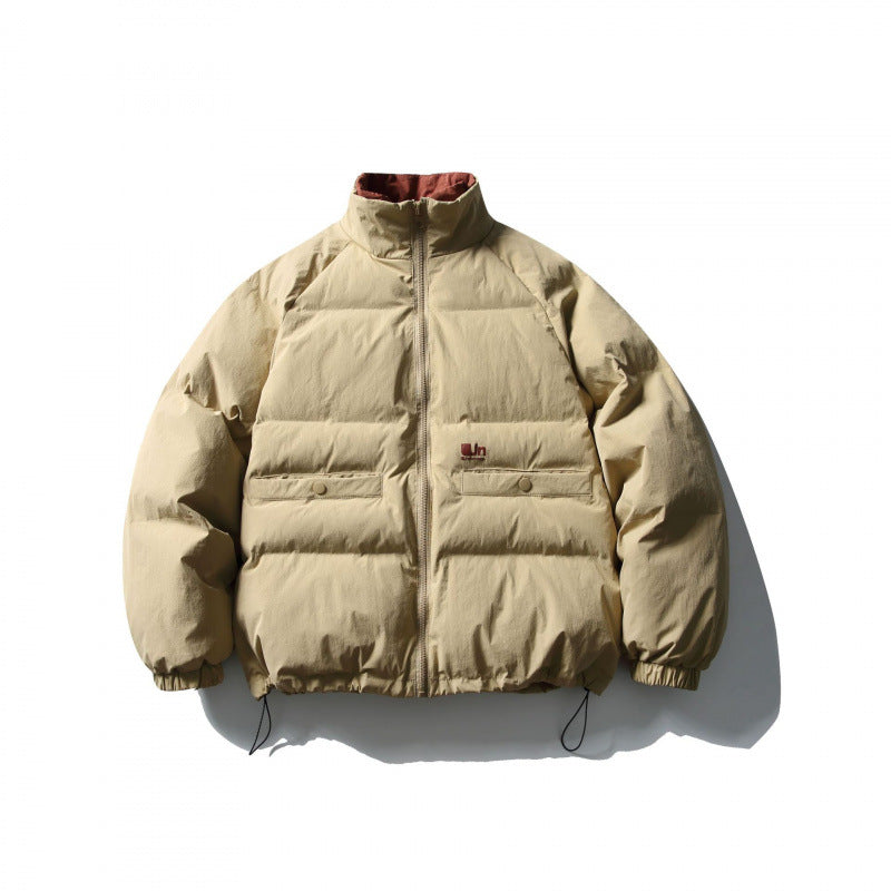 Unisex Boxy padded stand collar puffer jacket with drawstring hem and flap pockets Mune Fashion