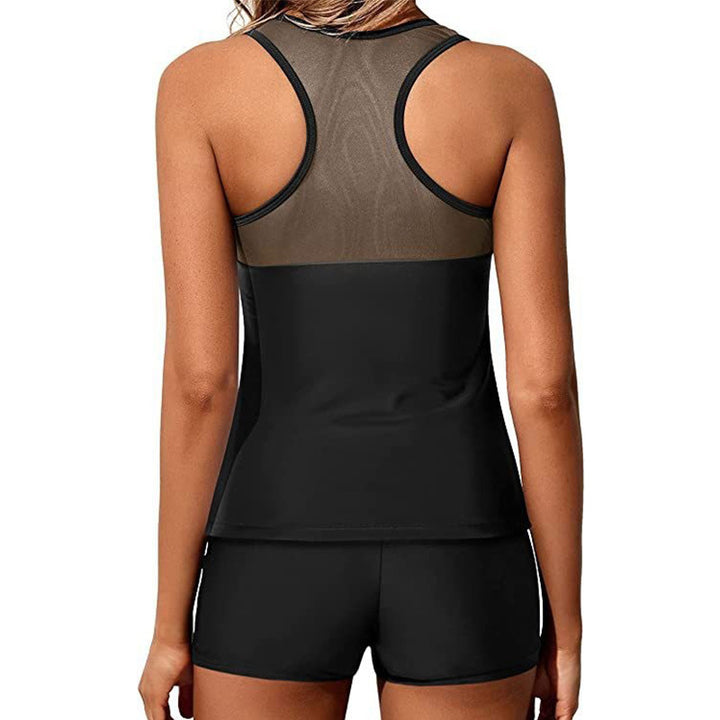Women's Sporty Tankini Set with Decorative Leo Pattern Mune Fashion