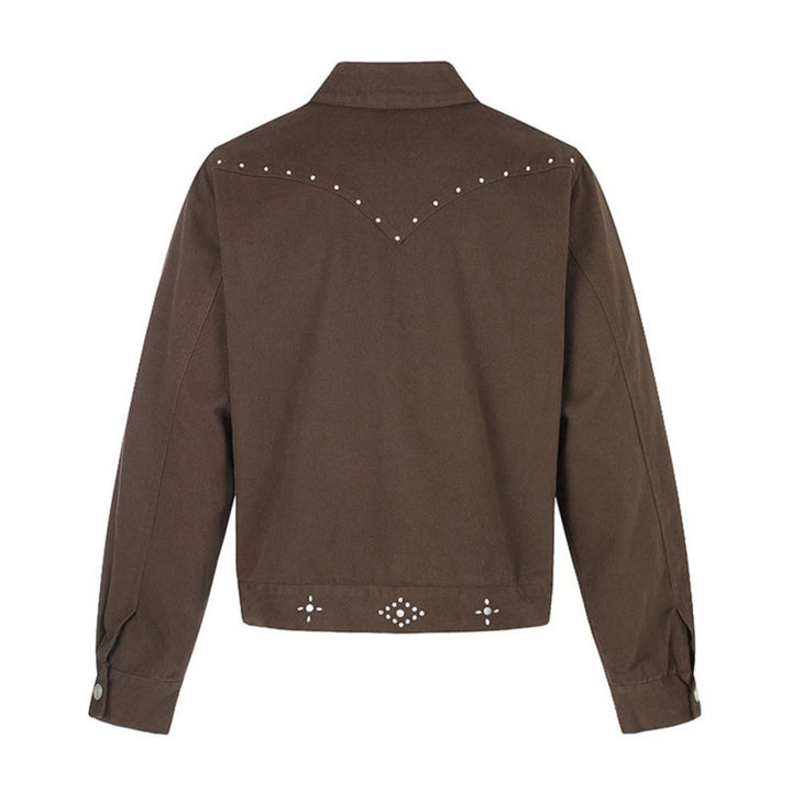 Ladies short trucker jacket made of canvas with decorative eyelets, snap button front and flap pockets Mune Fashion
