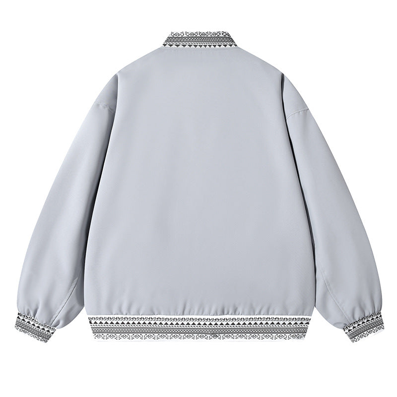 Women's Oversize Bomber Jacket with Folkloric Embroidery Mune Fashion