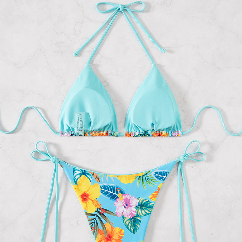 Ladies bikini set with floral pattern and adjustable straps Mune Fashion