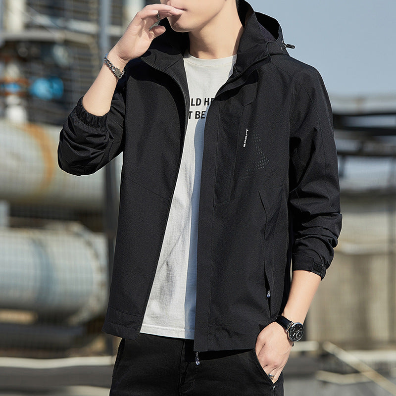 Men's Lightweight Hooded Softshell Jacket with Windproof Membrane and Minimalist Urban Cut Mune Fashion