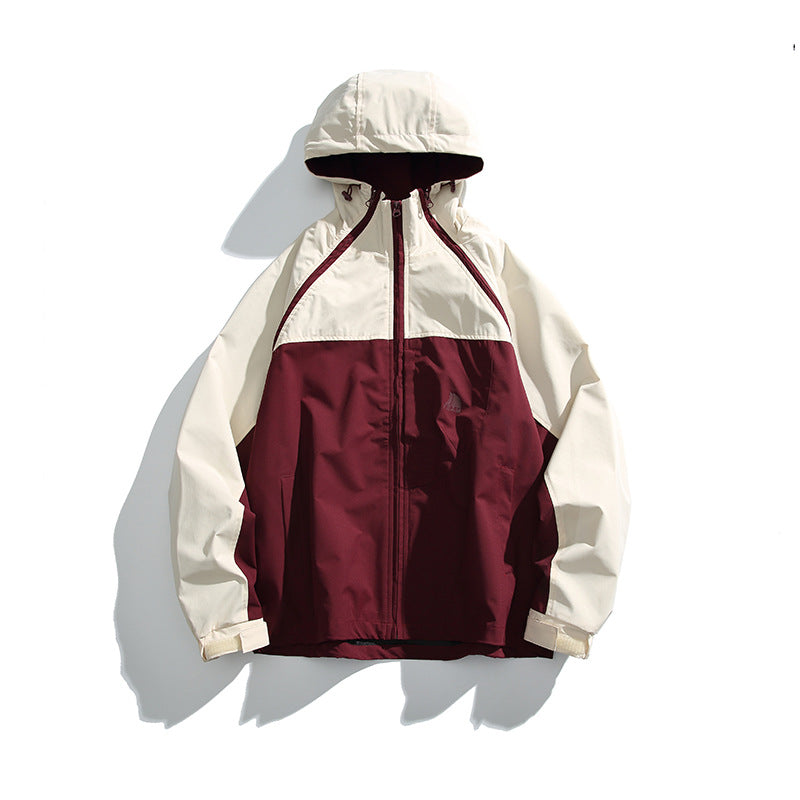 Unisex Lightweight two-tone wind and rain jacket with hood, water-repellent shell and adjustable hem Mune Fashion