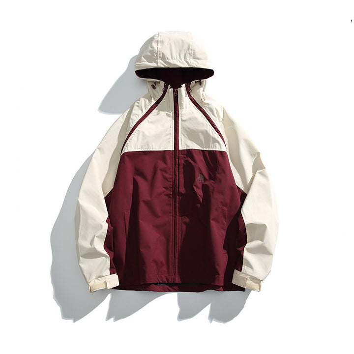 Unisex Lightweight two-tone wind and rain jacket with hood, water-repellent shell and adjustable hem Mune Fashion