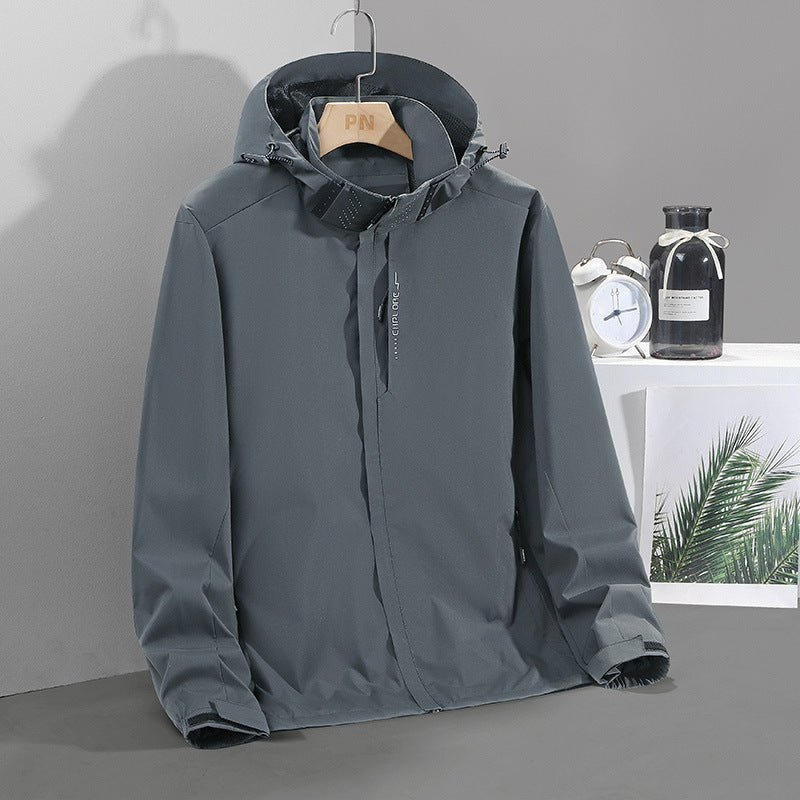 Men's Lightweight Softshell Hooded Jacket with Concealed Zipper and Windproof Membrane Mune Fashion