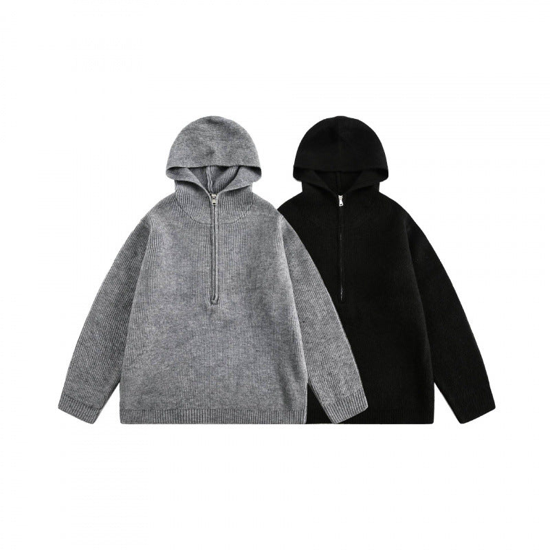 Unisex Oversize Hoodie made of fine knit with half zipper Mune Fashion