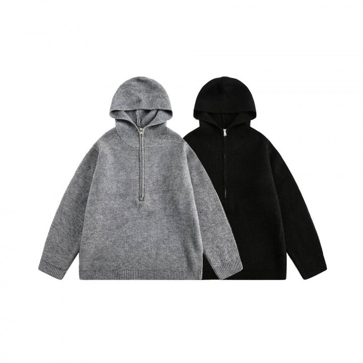 Unisex Oversize Hoodie made of fine knit with half zipper Mune Fashion