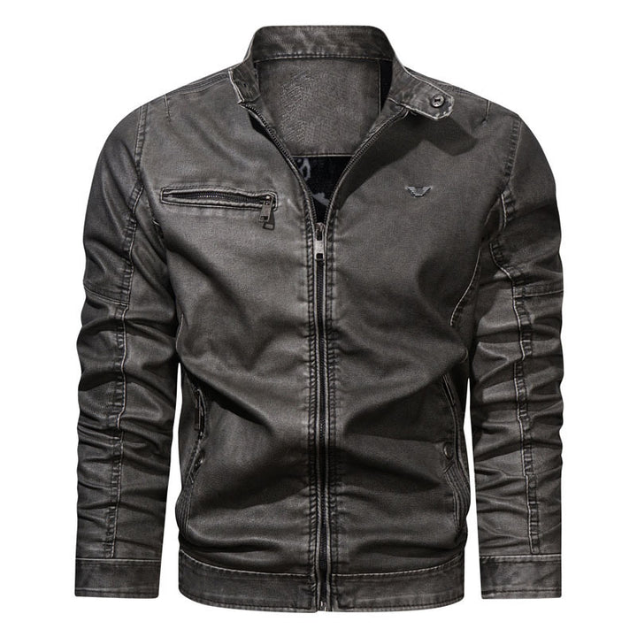 Men's Slim-Fit Denim Jacket with Used Look, Zip Chest Pocket and Quilted Sleeve Section Mune Fashion