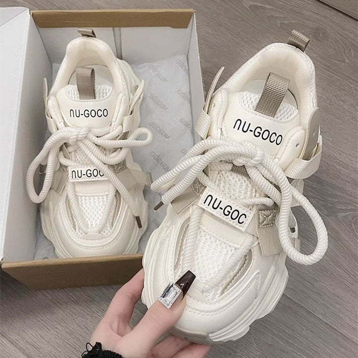 Ladies sporty-luxurious multi-layer city sneakers with robust platform sole and adjustable buckle strap Mune Fashion