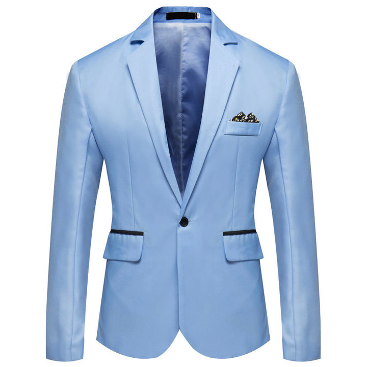 Men's Slim-Fit Tuxedo Jacket with Single-Button Closure and Contrast Flap Pockets Mune Fashion