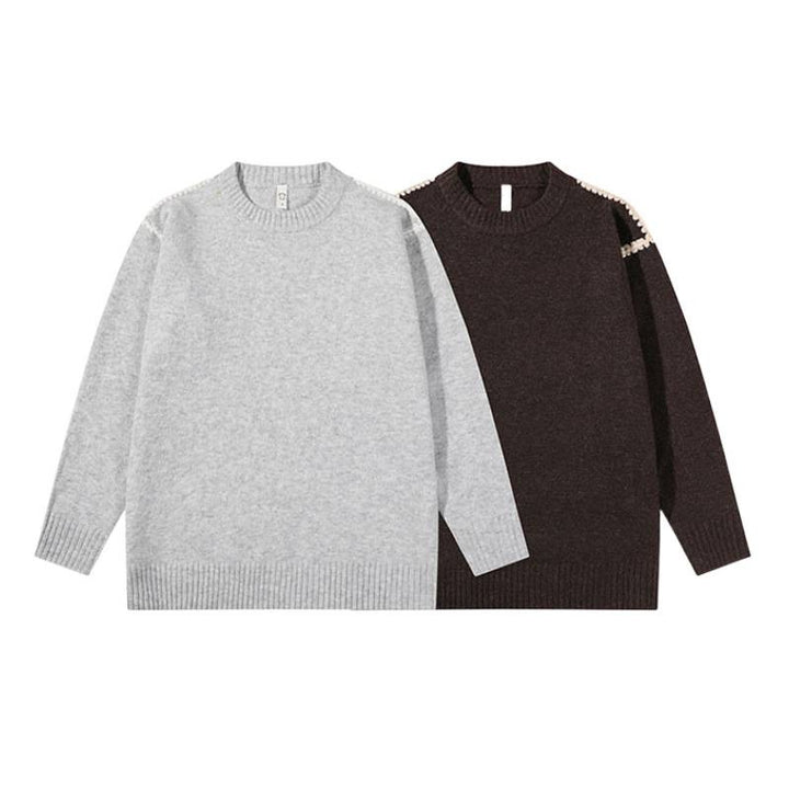 Unisex Oversize Fine Knit Sweater with Round Neck and Ribbed Cuffs Mune Fashion