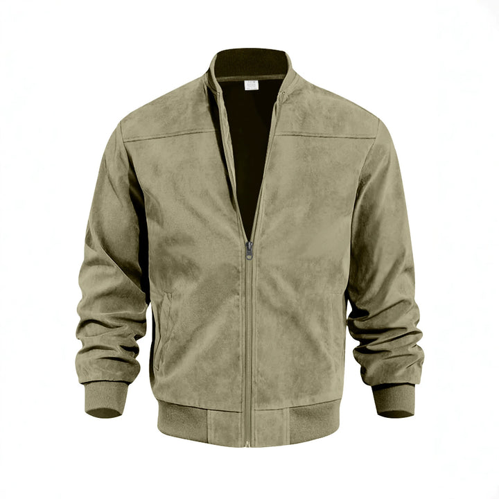 Men's Lightweight Bomber Jacket in Velour Look with Zipper and Ribbed Cuffs Mune Fashion