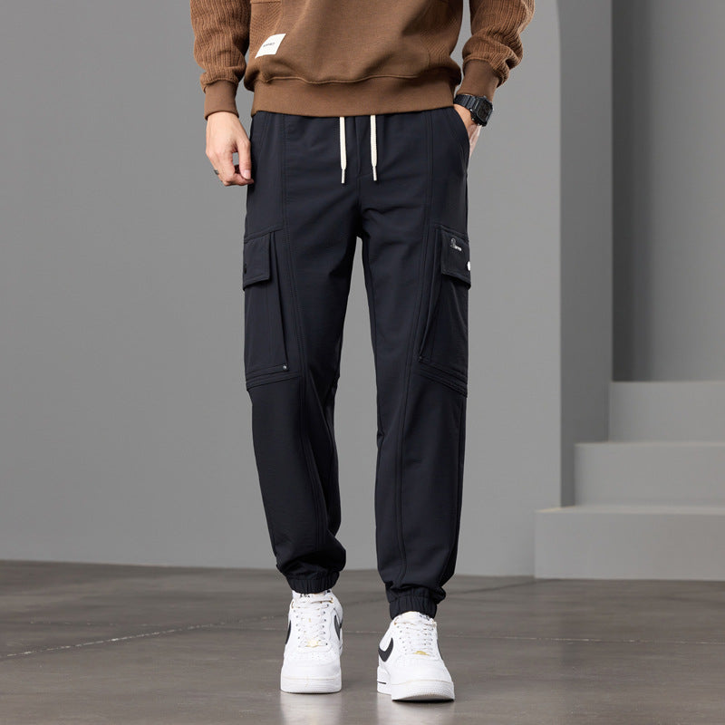 Men's Tapered Cargo Jogger Pants with Knee Inserts, Drawstring Waistband and Flap Pockets Mune Fashion