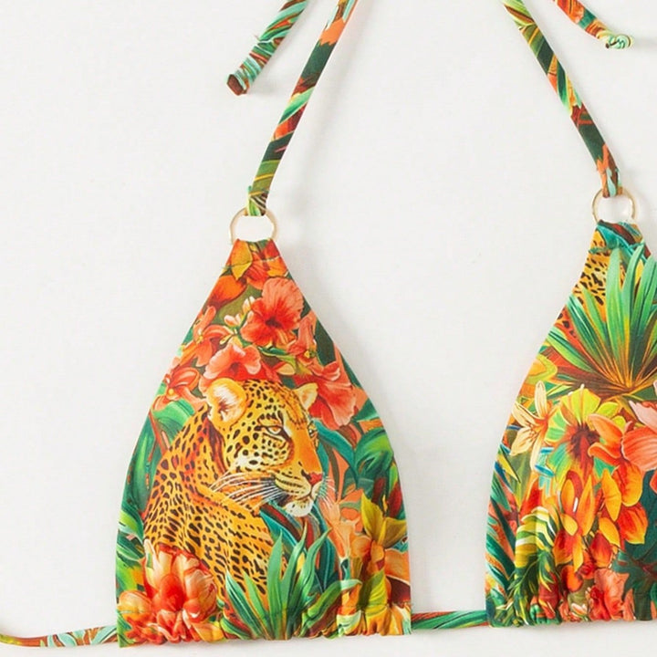 Women's triangle bikini with exotic jungle motif Mune Fashion