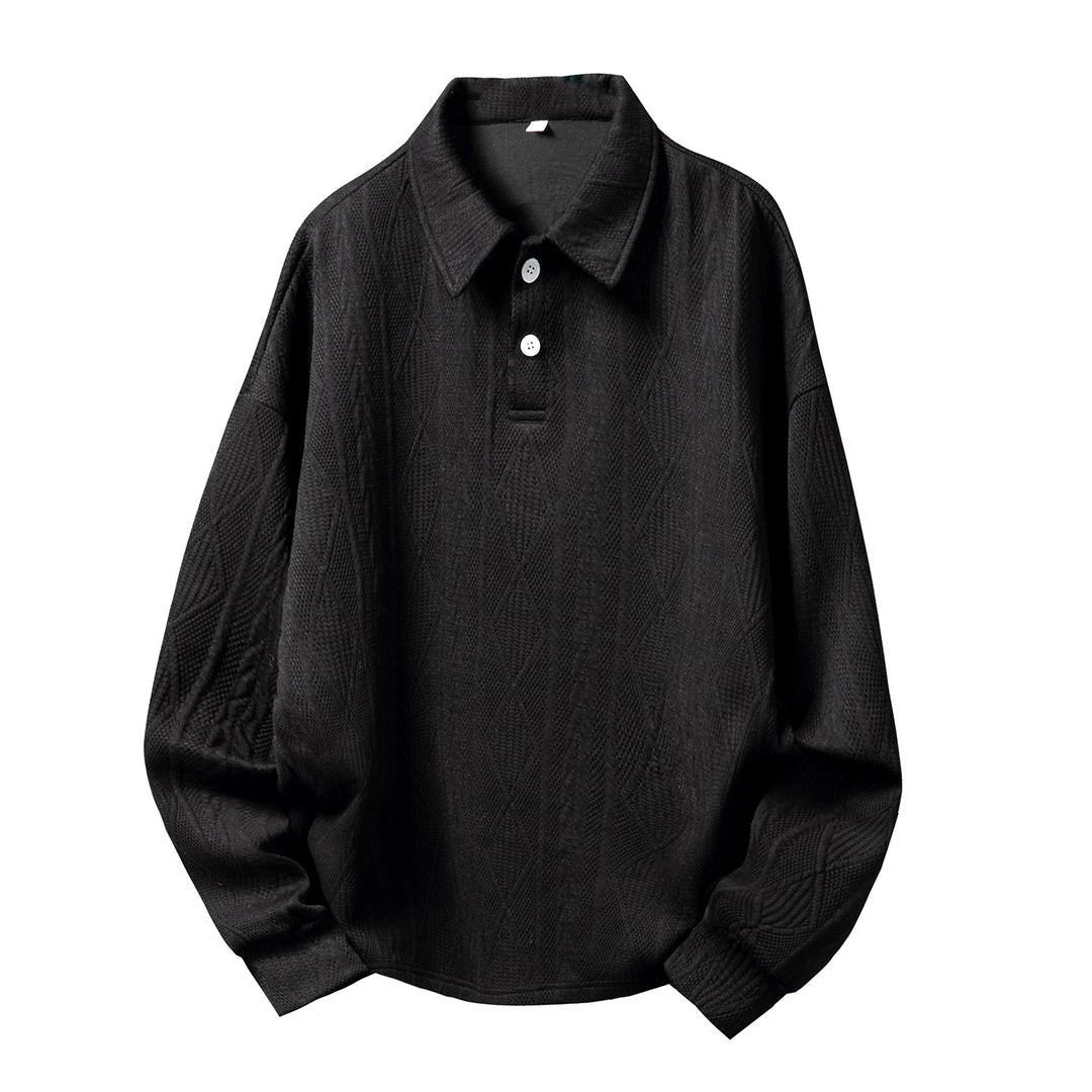 Unisex Oversize Knitted Polo Shirt with Henley Button Placket and Textured Knit Mune Fashion