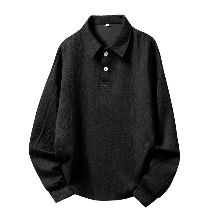Unisex Oversize Knitted Polo Shirt with Henley Button Placket and Textured Knit Mune Fashion