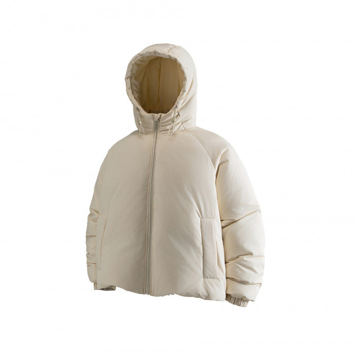 Women's Lightweight Boxy Quilted Hoodie Jacket with Drawstring, Concealed Zipper and Elastic Cuffs Mune Fashion
