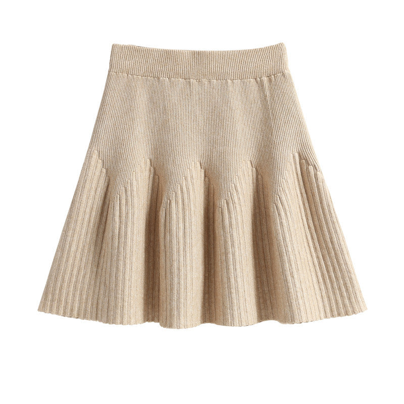Ladies Pleated Skirt with Soft Material and Elegant Wave Pattern Mune Fashion