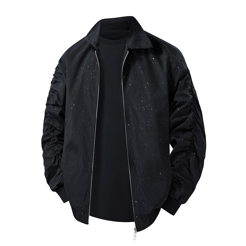 Men's fashionable transitional jacket with innovative stand-up collar and seamless side pockets Mune Fashion