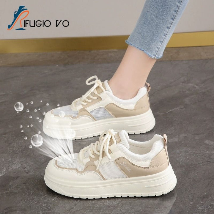 Women's Sporty Sneakers with Breathable Mesh Upper and Cushioning Sole Mune Fashion