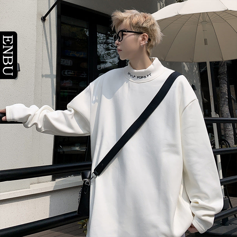 Men's Oversized Stand Collar Sweatshirt made of Cotton Mix with Drop Shoulder Mune Fashion