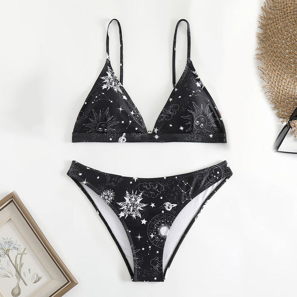 Women's Triangle Bikini with Astronomy Pattern Mune Fashion