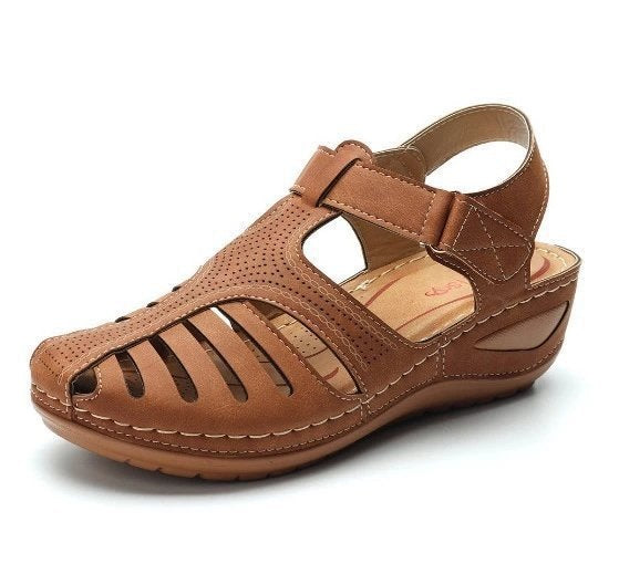 Ladies nan closed slingback sandals with perforated upper material, ergonomic comfort footbed and lightweight wedge heel Mune Fashion