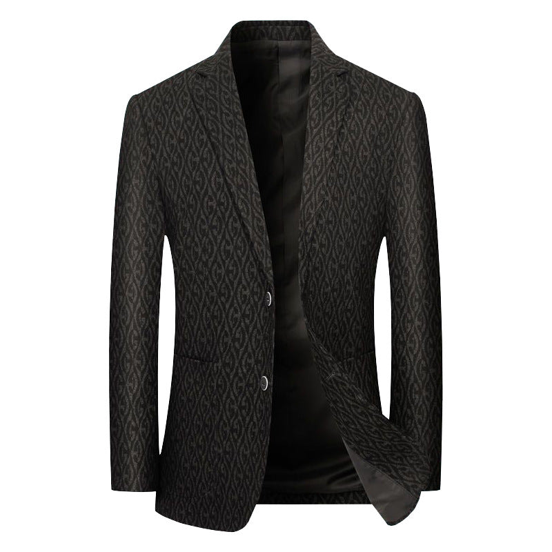 Men's Single-Breasted Jacquard Blazer with Slim Silhouette and Fine Texture Mune Fashion