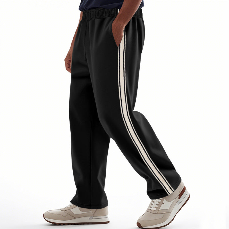 Men's loose Relax track pants in retro style with double side piping and elastic comfort waistband Mune Fashion