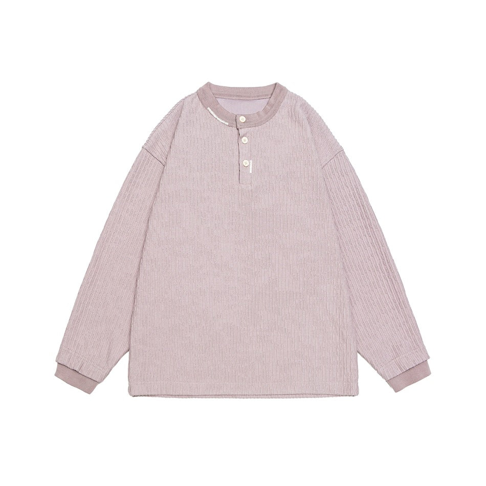 Unisex Ribbed Oversized Henley Sweater with Button Placket Mune Fashion