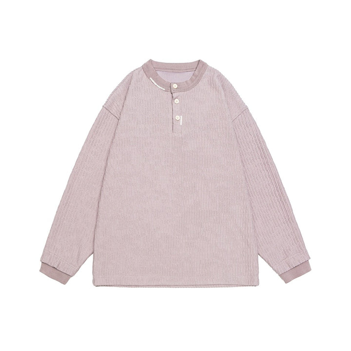 Unisex Ribbed Oversized Henley Sweater with Button Placket Mune Fashion