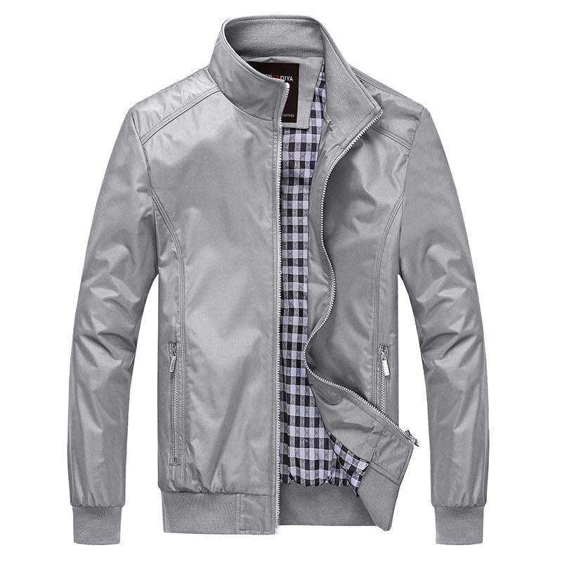 Men's short jacket with stand-up collar, checkered lining and ribbed cuffs Mune Fashion