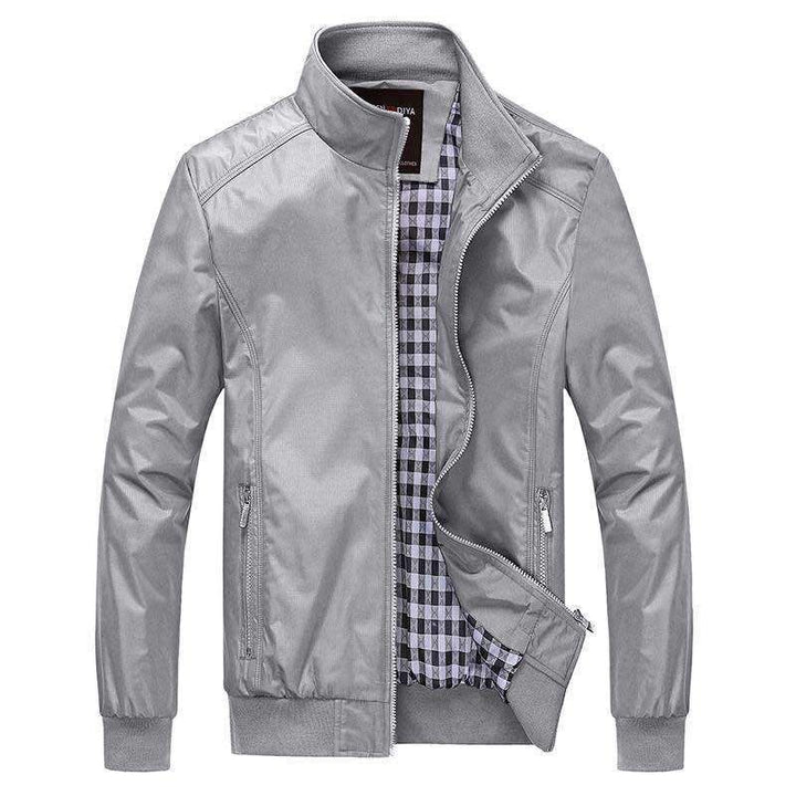 Men's short jacket with stand-up collar, checkered lining and ribbed cuffs Mune Fashion