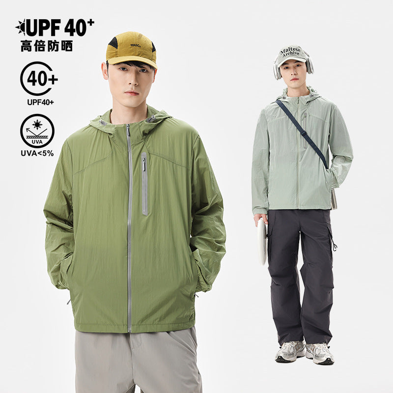 Men's Ultralight Packable Rain and Wind Jacket with Hood, Hidden Chest Pocket, and Water-Repellent Shell Mune Fashion