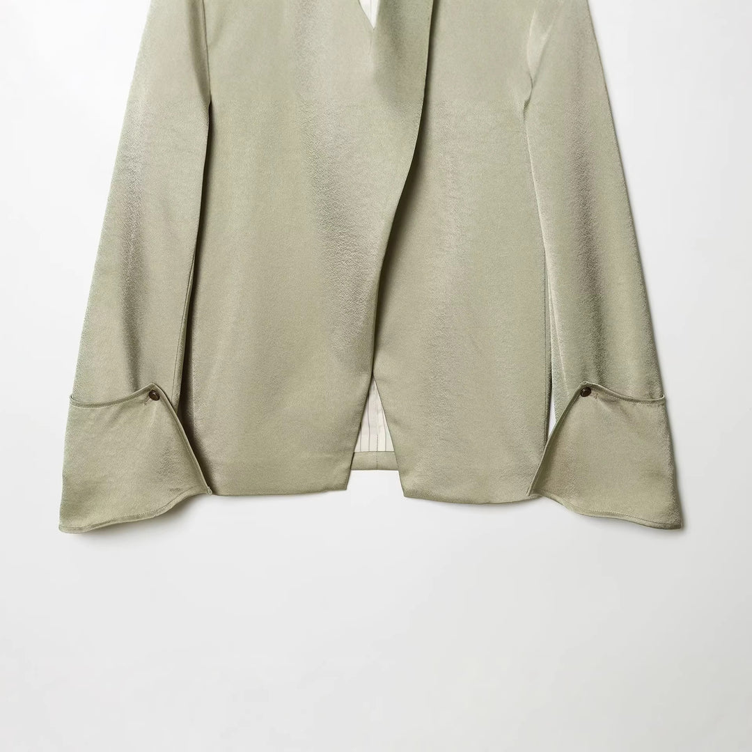 Women's Asymmetric Cape Coat with Stand-up Collar and Decorative Button Placket Mune Fashion