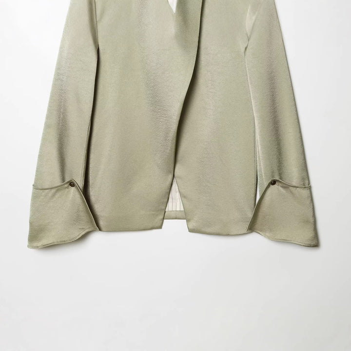 Women's Asymmetric Cape Coat with Stand-up Collar and Decorative Button Placket Mune Fashion