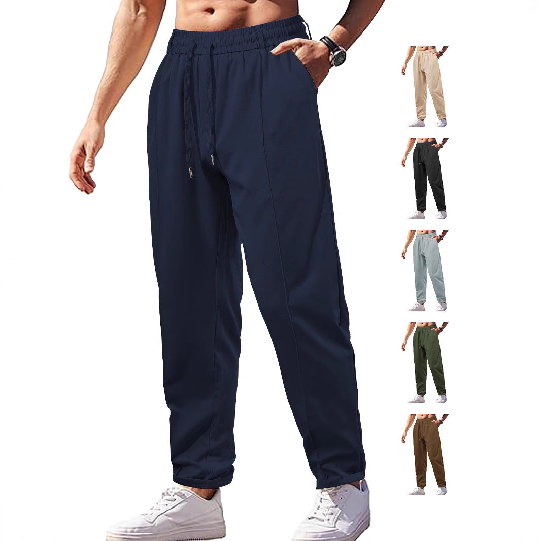Women's Light Relaxed Trousers with Elastic Waistband, Straight Cut & Sewn-on Back Pocket Mune Fashion