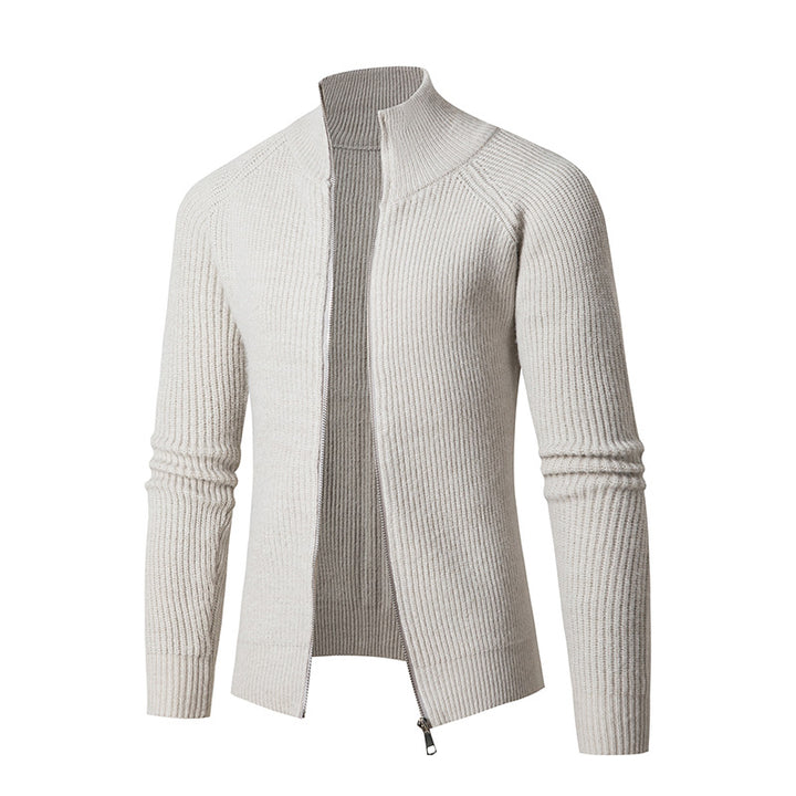 Men's slim zip cardigan made of merino mix with ribbed structure and raglan sleeves Mune Fashion