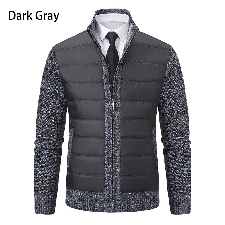 Men's quilted hybrid cardigan with stand-up collar, zipper, and slip pockets Mune Fashion
