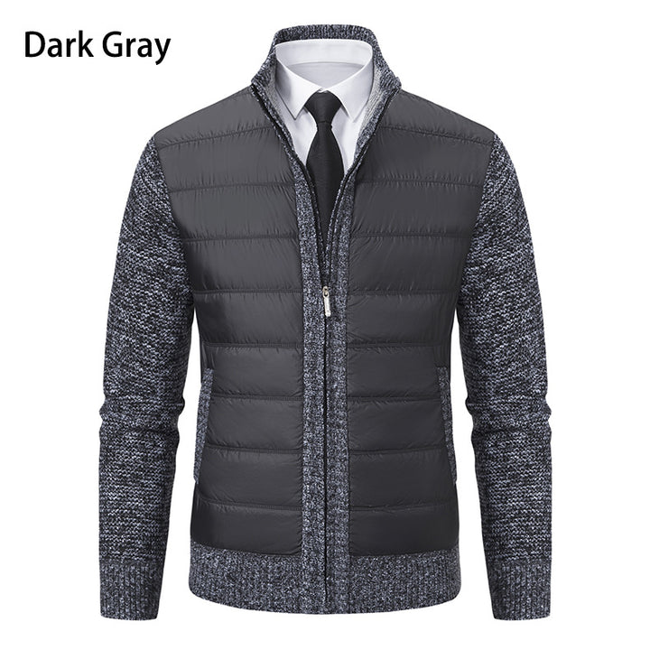 Men's quilted hybrid cardigan with stand-up collar, zipper, and slip pockets Mune Fashion