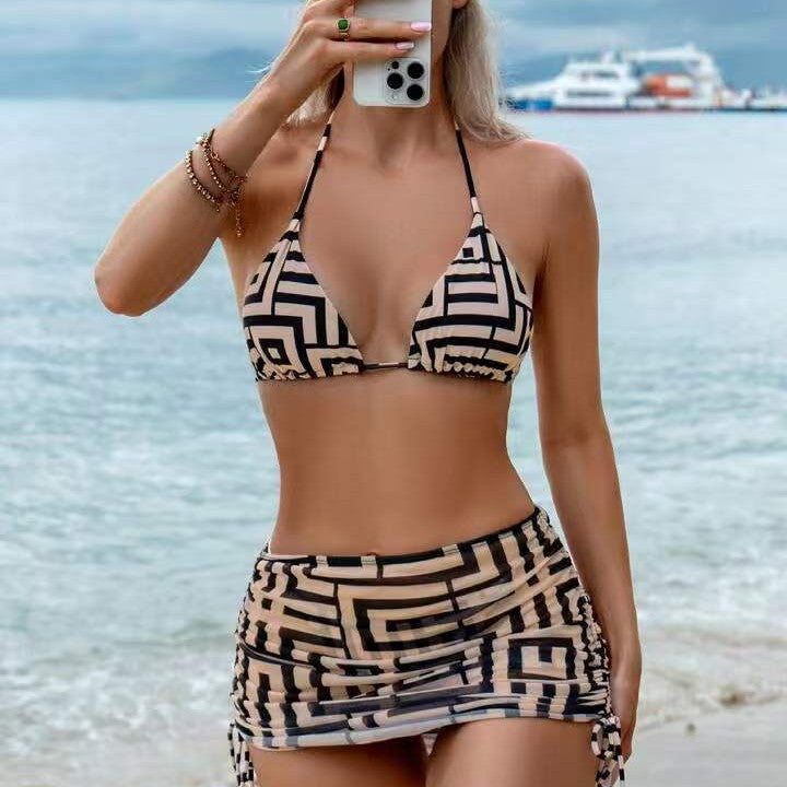 Women's bikini set with removable bustier top and adjustable wrap skirt Mune Fashion