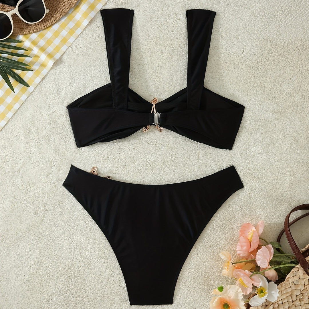 Women Elegant Bikini Set with Glamorous Star Applications Mune Fashion