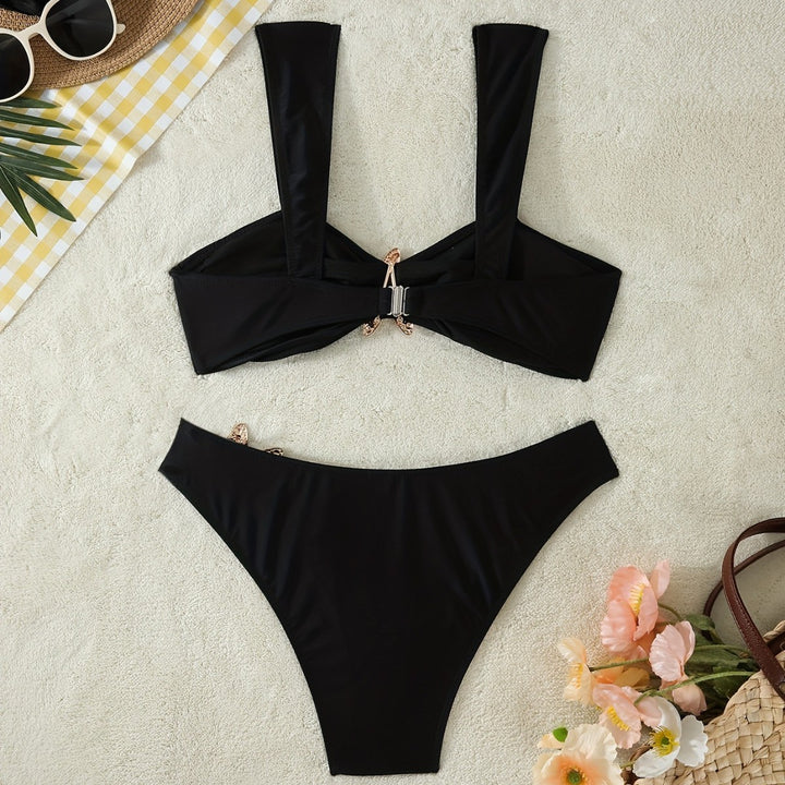 Women Elegant Bikini Set with Glamorous Star Applications Mune Fashion