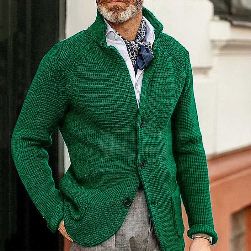 Men's cardigan with stand-up collar and textured knit Mune Fashion