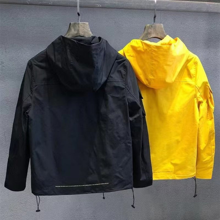 Men's utility outdoor jacket with hood, multiple pocket front and adjustable hem Mune Fashion
